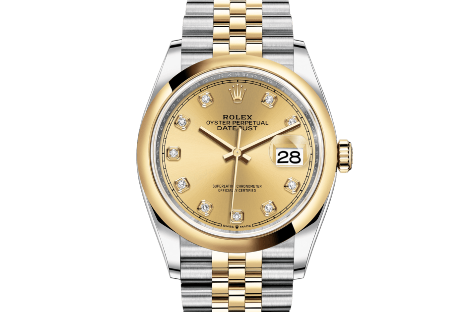 Rolex Datejust de Oyster, 36 mm, acero Oystersteel y oro amarillo, m126203-0017 - Frente