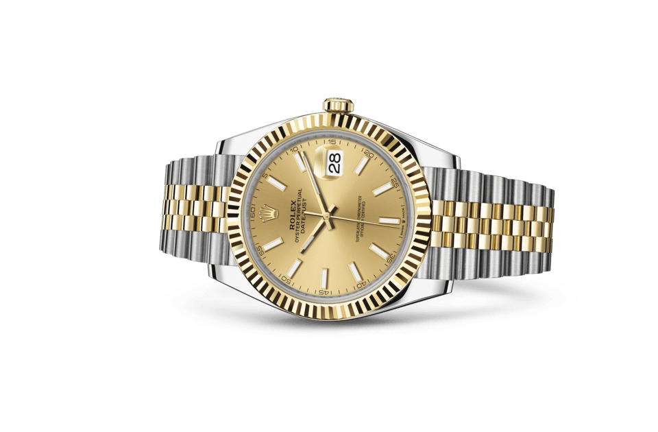 Rolex Datejust de Oyster, 41 mm, acero Oystersteel y oro amarillo, m126333-0010 - Frente acostado