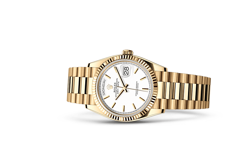 Rolex Day-Date de Oyster, 36 mm, oro amarillo, m128238-0081 - Frente acostado
