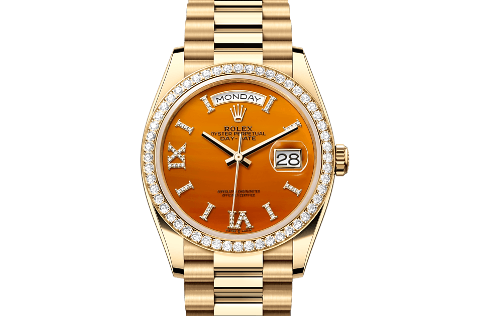 Rolex Day-Date de Oyster, 36 mm, oro amarillo y diamantes, m128348rbr-0049 - Frente