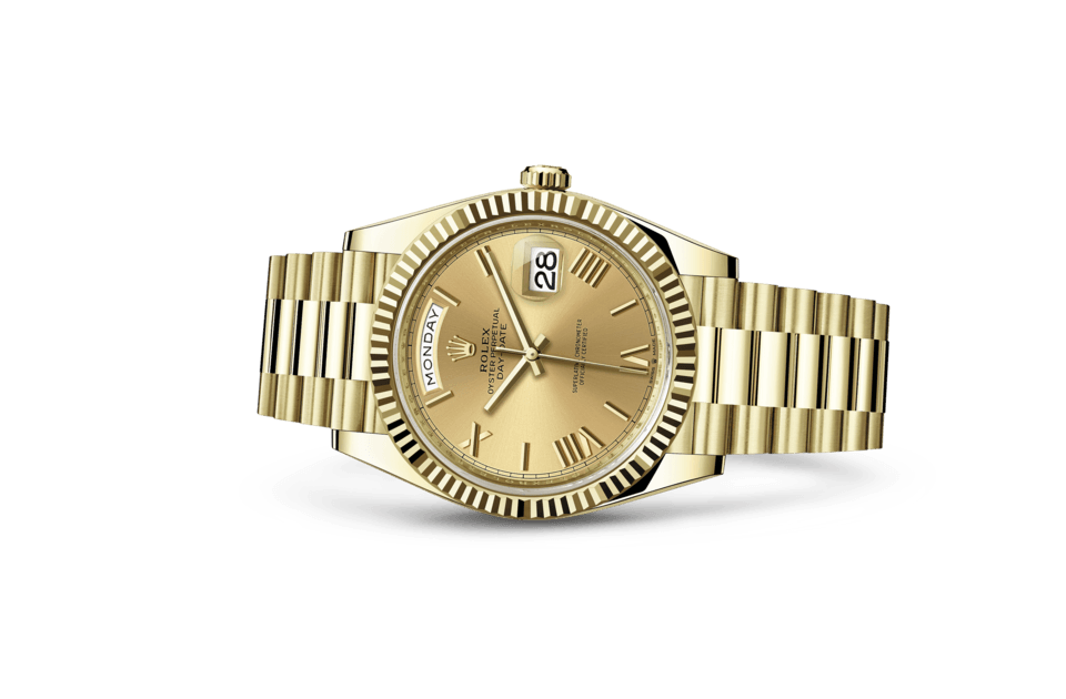 Rolex Day-Date de Oyster, 40 mm, oro amarillo, m228238-0006 - Frente acostado