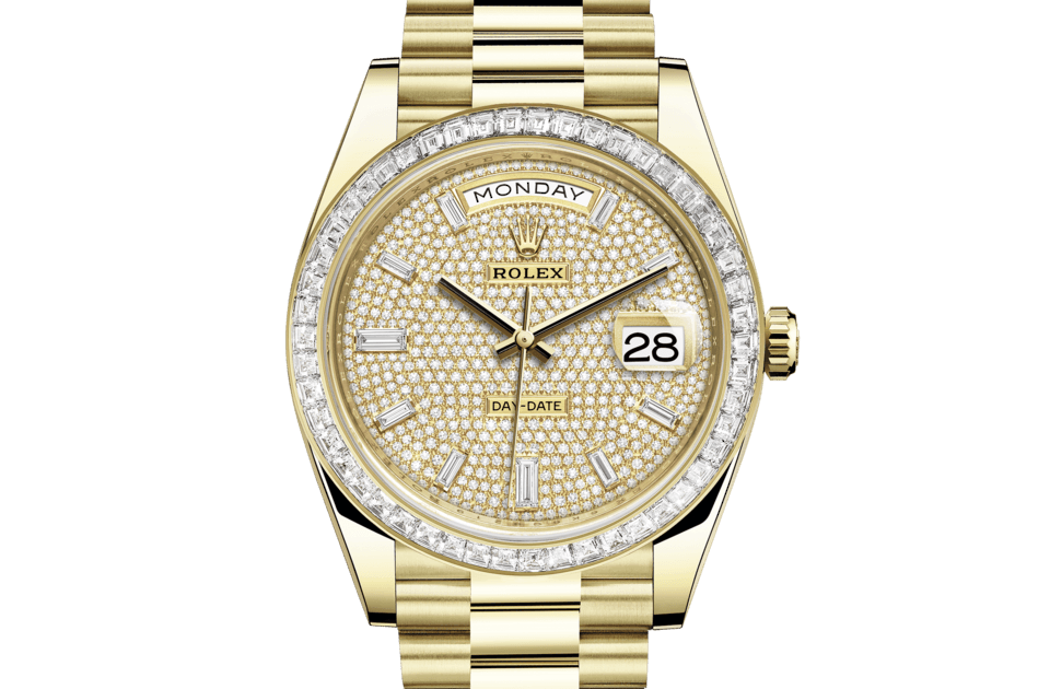 Rolex Day-Date de Oyster, 40 mm, oro amarillo y diamantes, m228398tbr-0036 - Frente