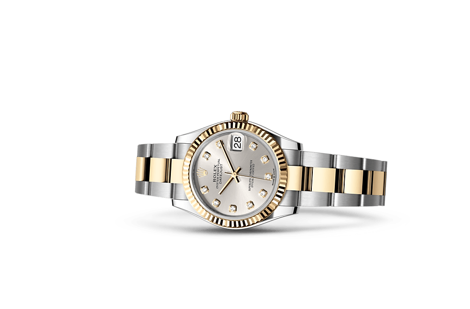 Rolex Datejust de Oyster, 31 mm, acero Oystersteel y oro amarillo, m278273-0019 - Frente acostado