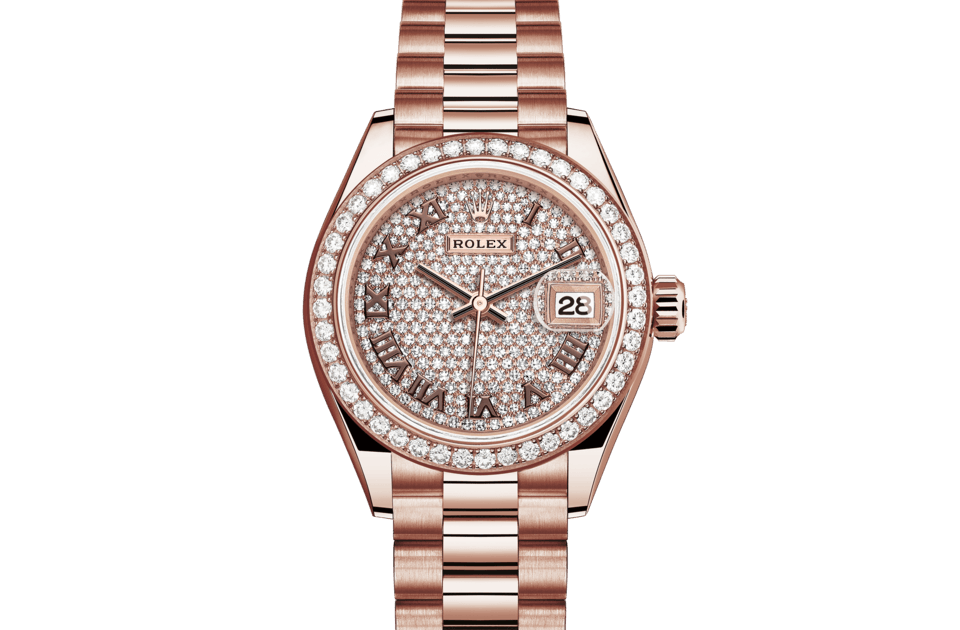 Rolex Lady‑Datejust de Oyster, 28 mm, oro Everose y diamantes, m279135rbr-0021 - Frente