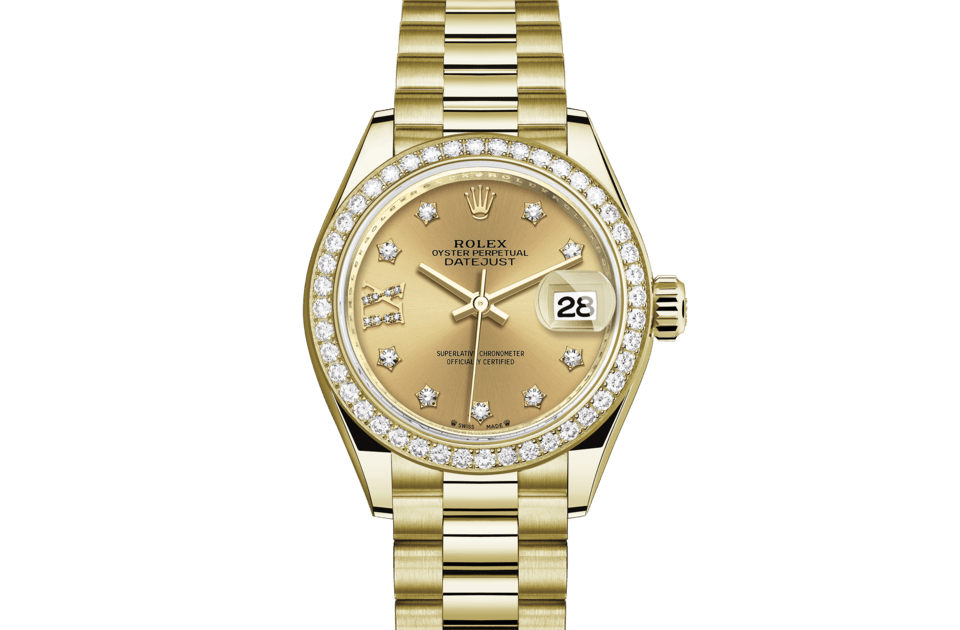 Rolex Lady‑Datejust de Oyster, 28 mm, oro amarillo y diamantes, m279138rbr-0006 - Frente