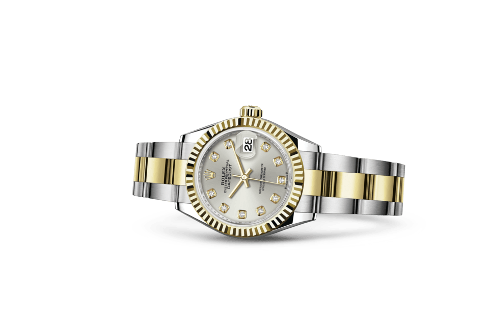 Rolex Lady-Datejust de Oyster, 28 mm, acero Oystersteel y oro amarillo, m279173-0008 - Frente acostado