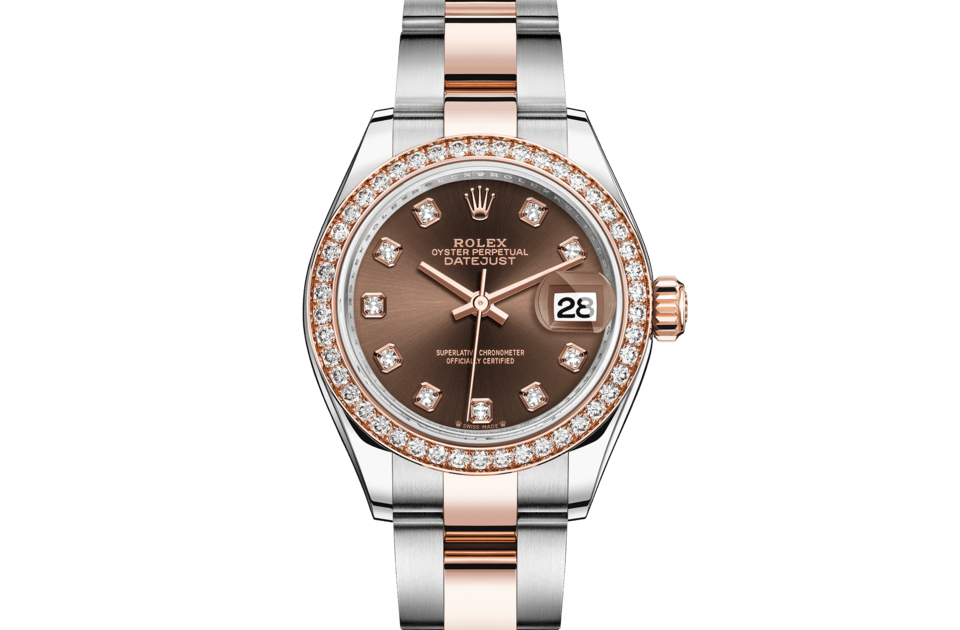 Rolex Lady‑Datejust de Oyster, 28 mm, acero Oystersteel, oro Everose y diamantes, m279381rbr-0012 - Frente