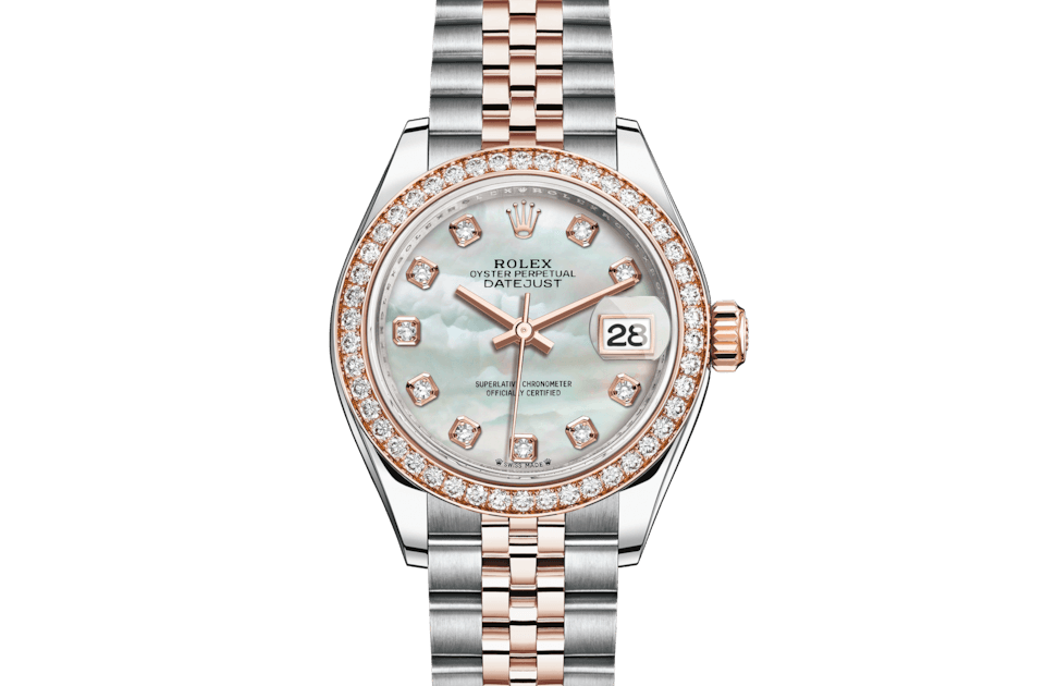 Rolex Lady‑Datejust de Oyster, 28 mm, acero Oystersteel, oro Everose y diamantes, m279381rbr-0013 - Frente