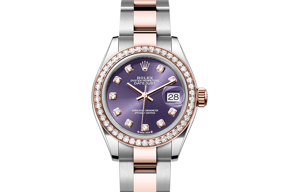 Rolex Lady‑Datejust de Oyster, 28 mm, acero Oystersteel, oro Everose y diamantes, m279381rbr-0016 - Frente