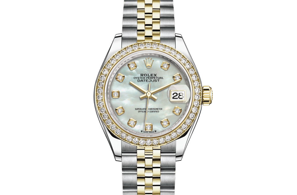 Rolex Lady‑Datejust de Oyster, 28 mm, acero Oystersteel, oro amarillo y diamantes, m279383rbr-0019 - Frente