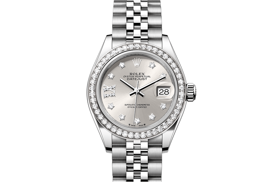 Rolex Lady‑Datejust de Oyster, 28 mm, acero Oystersteel, oro blanco y diamantes, m279384rbr-0021 - Frente